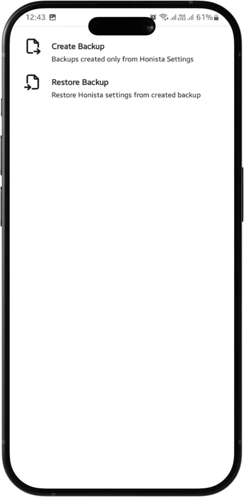 Honista APK Backup and Restore Settings