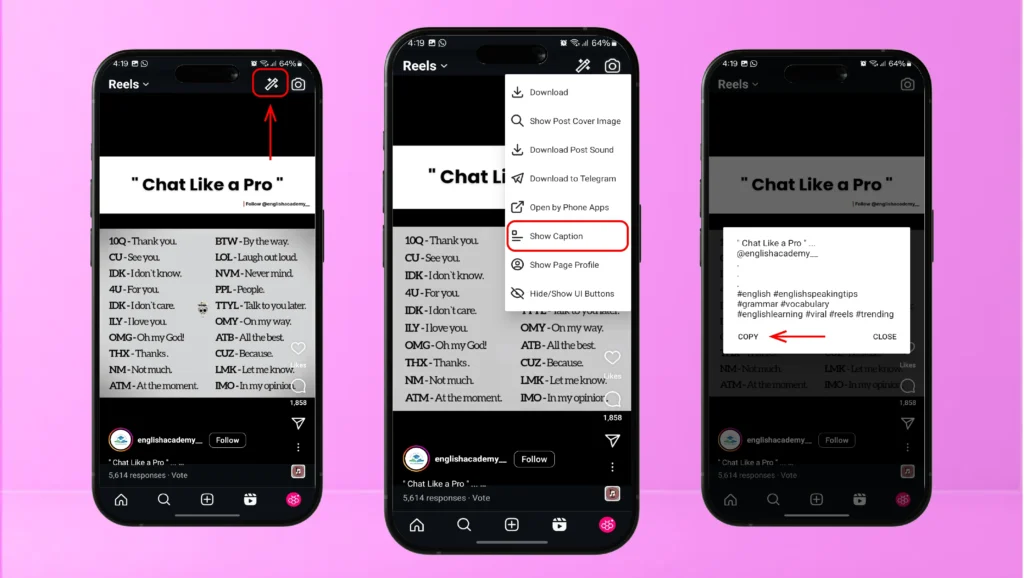 Honista APK Copy Caption