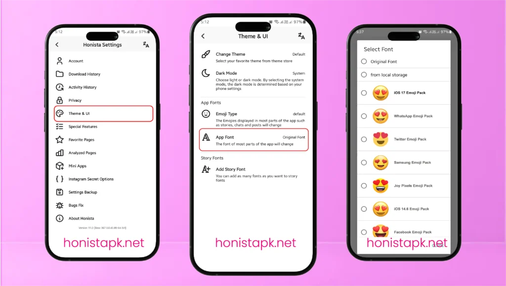 Honista APK Theme Fonts iOS